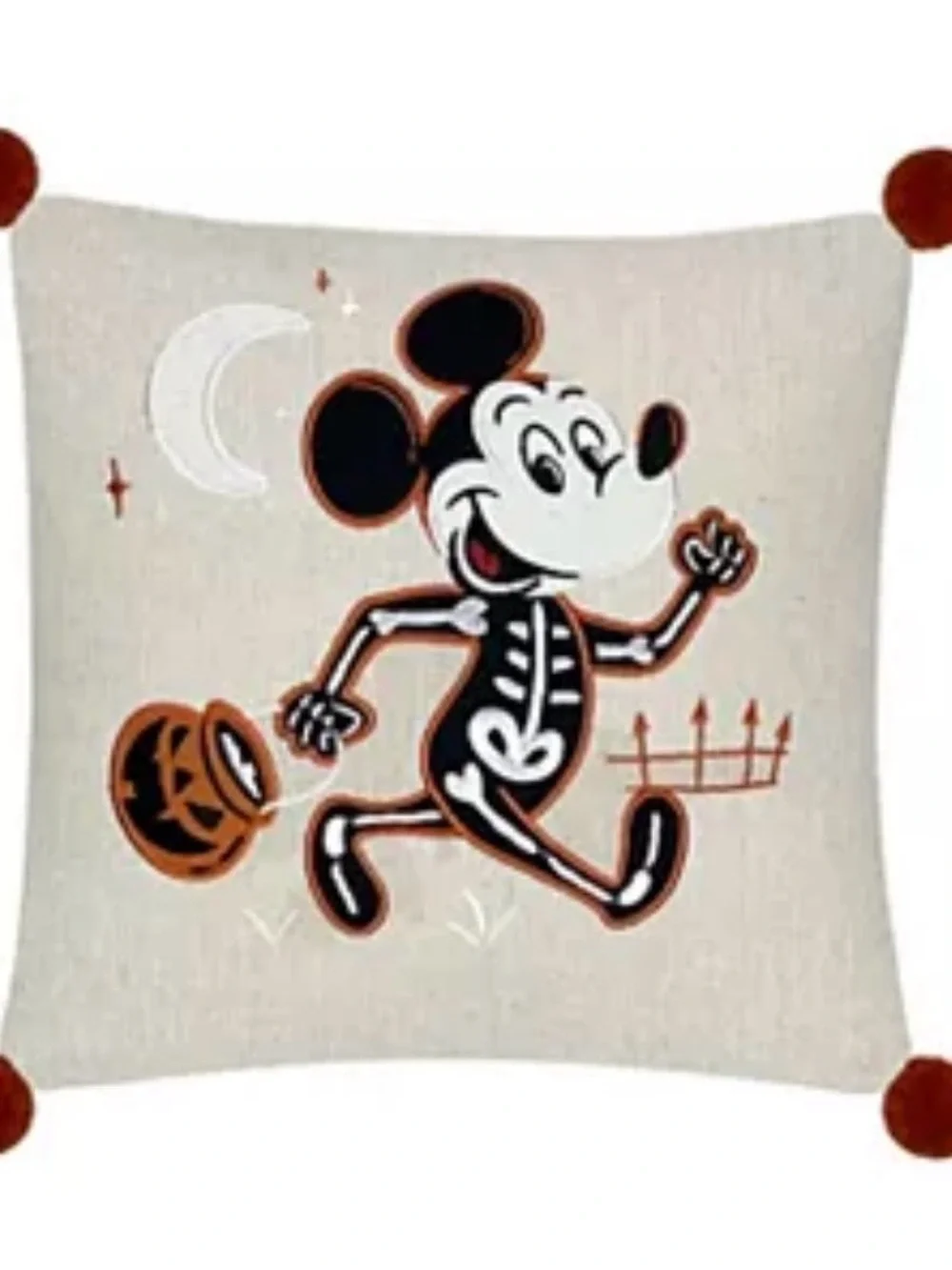 Disney Mickey Mouse Halloween Throw Pillow - Cream, Black & Orange 12x12
